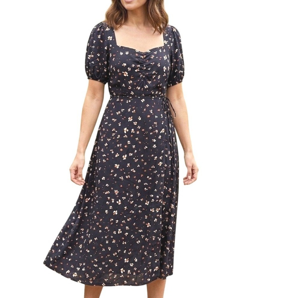 Sanctuary Floral‎ Midi Dress Sweetheart Neck Puff Sleeve Milkmaid NWT Size 2